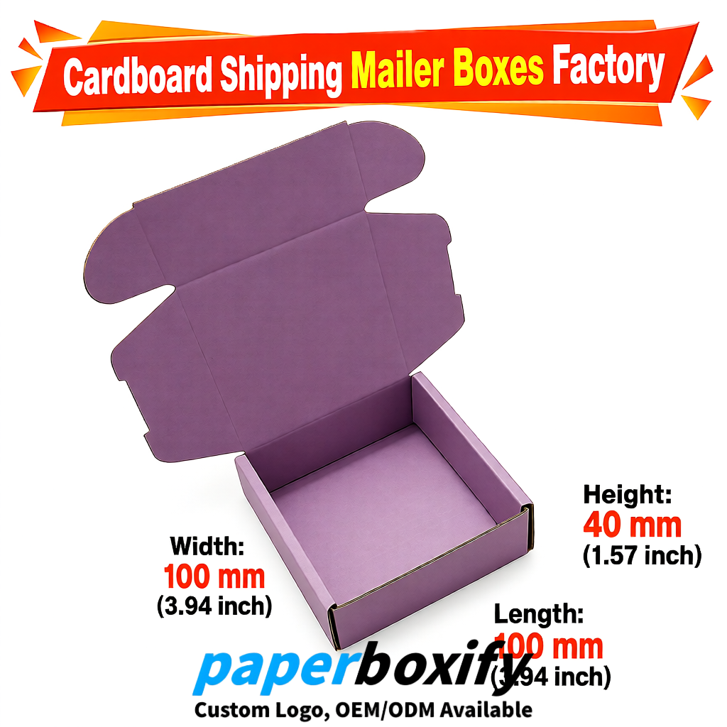 Mauve Cardboard Shipping Mailer Boxes 75x75x30, 100x100x40, 110x100x60, 100x60x40, 90x70x30mm