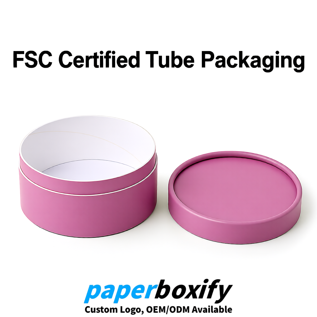 Mauve FSC Certified Custom Paper Tubes | 350 ml Eco Cylinder Packaging