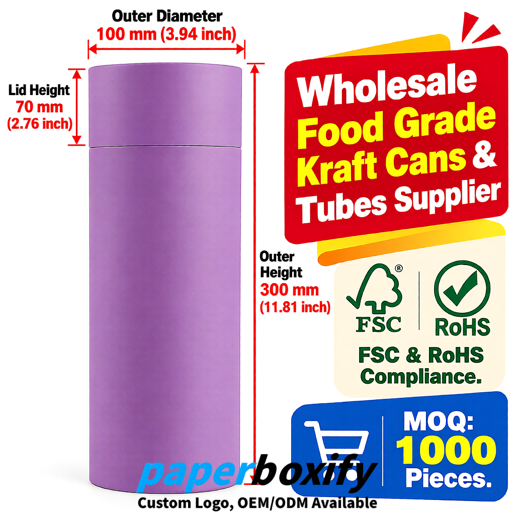 Mauve Paper Tubes 85x85x160/260, 100x100x90/190/300mm FSC/RoHS Certified Manufacturer