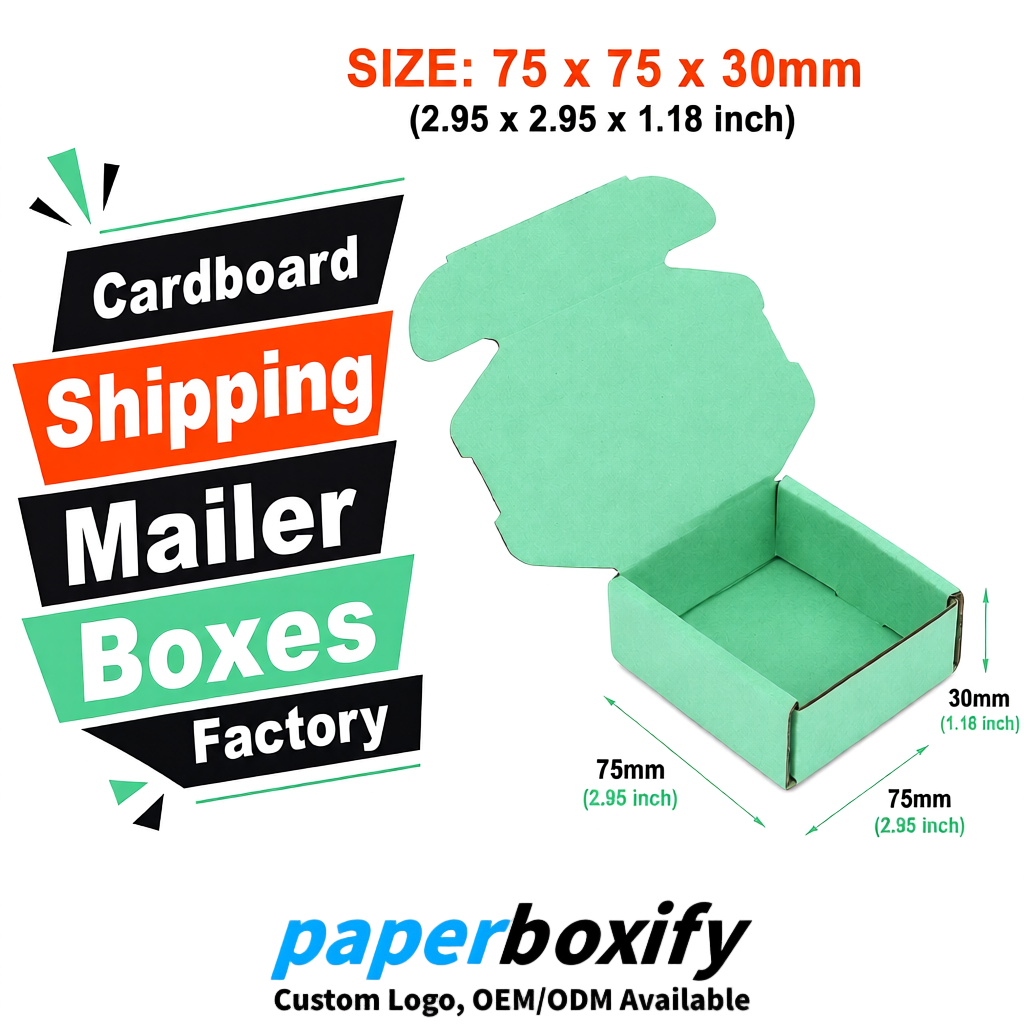 Mint Green Cardboard Shipping Mailer Boxes 75x75x30, 100x100x40, 110x100x60, 100x60x40, 90x70x30mm