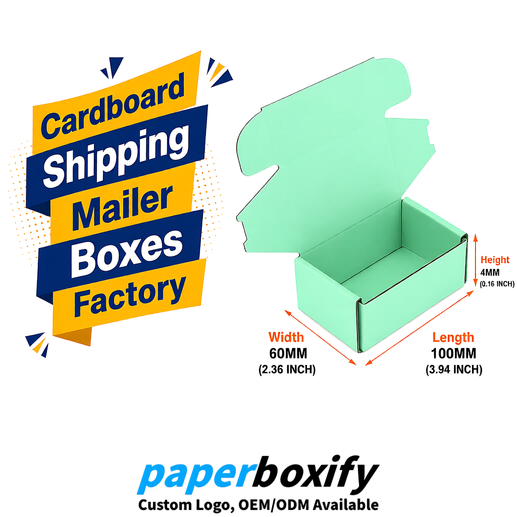 Mint Green Cardboard Shipping Mailer Boxes 75x75x30, 100x100x40, 110x100x60, 100x60x40, 90x70x30mm