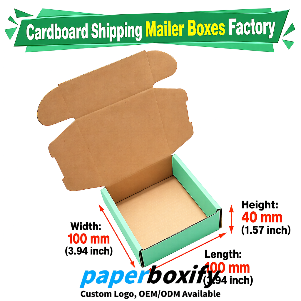Mint Green Cardboard Shipping Mailer Boxes 75x75x30, 100x100x40, 110x100x60, 100x60x40, 90x70x30mm