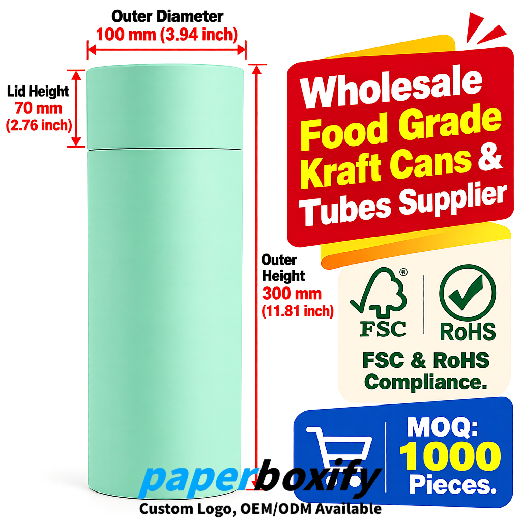 Mint Green Paper Tubes 85x85x160/260, 100x100x90/190/300mm FSC/RoHS Certified Manufacturer