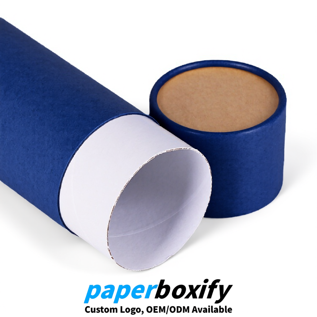 Navy Blue Food Grade Kraft Paper Cans & Tubes | FSC, ROHS Certified OEM Factory