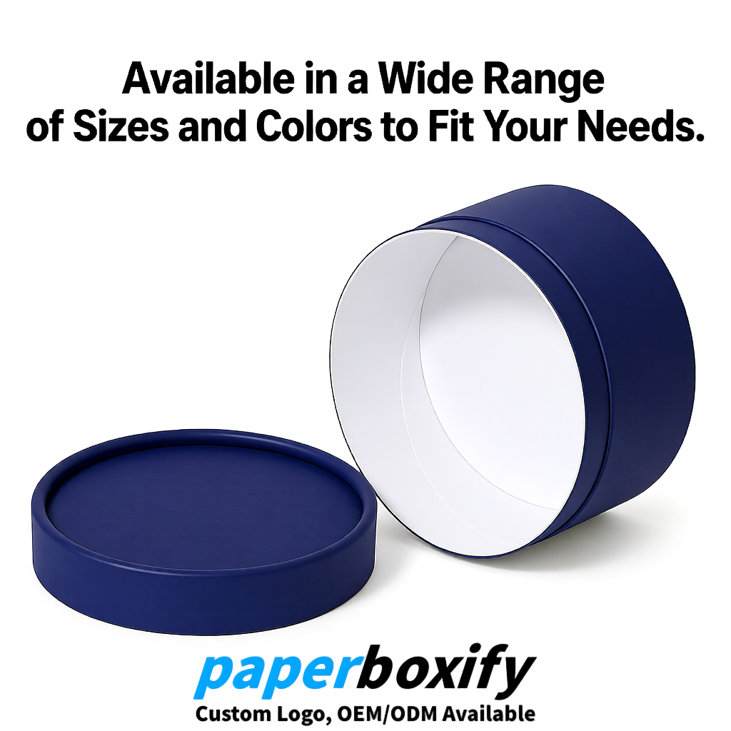 Navy Blue FSC Certified Custom Paper Tubes | 350 ml Eco Cylinder Packaging