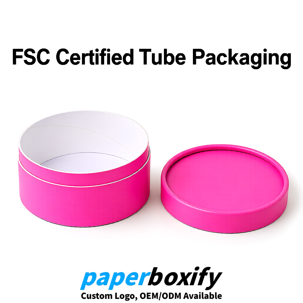 Neon Pink FSC Certified Custom Paper Tubes | 350 ml Eco Cylinder Packaging