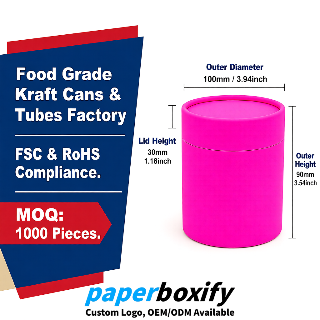 Neon Pink Paper Tubes 85x85x160/260, 100x100x90/190/300mm FSC/RoHS Certified Manufacturer