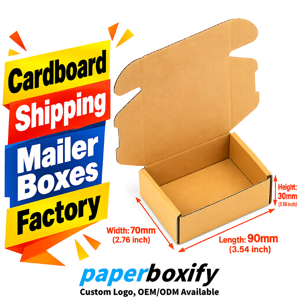 Ochre Cardboard Shipping Mailer Boxes 75x75x30, 100x100x40, 110x100x60, 100x60x40, 90x70x30mm