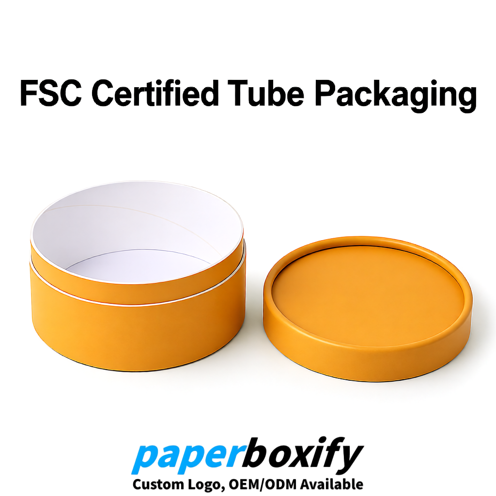 Ochre FSC Certified Custom Paper Tubes | 350 ml Eco Cylinder Packaging