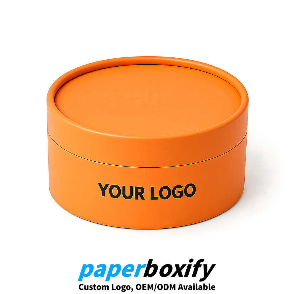 Orange FSC Certified Custom Paper Tubes | 350 ml Eco Cylinder Packaging