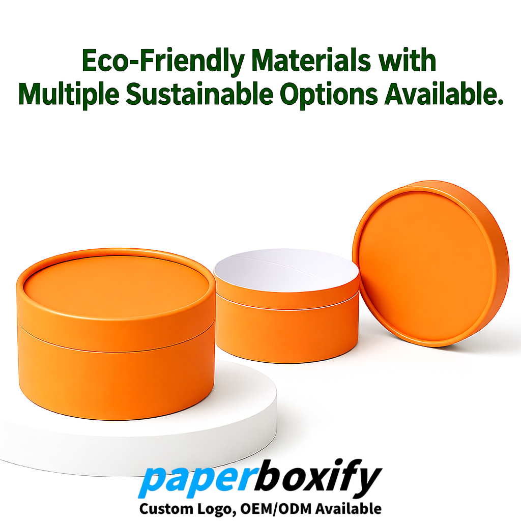 Orange FSC Certified Custom Paper Tubes | 350 ml Eco Cylinder Packaging