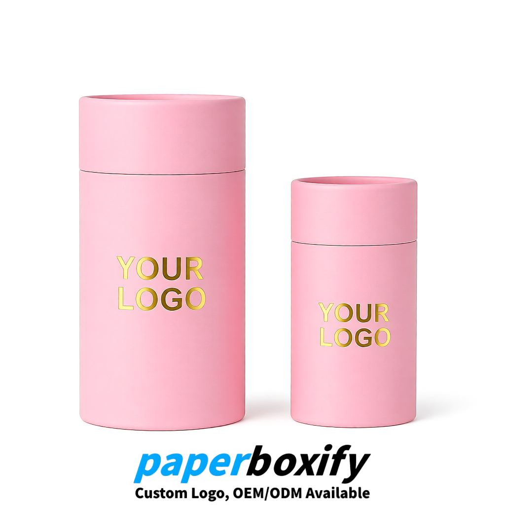 Pink 75x75x130/250/350/450mm Kraft Paper Cans & Tubes | FSC, ROHS Supplier