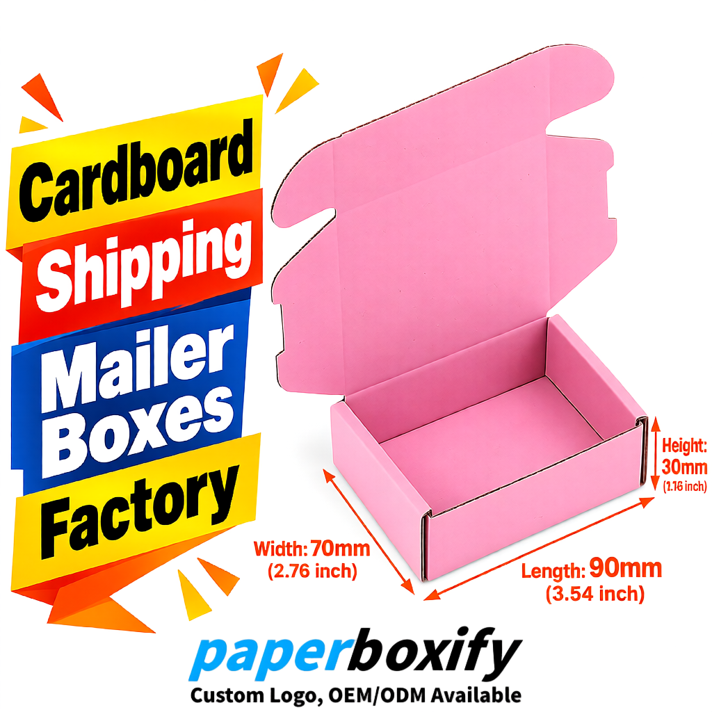 Pink Cardboard Shipping Mailer Boxes 75x75x30, 100x100x40, 110x100x60, 100x60x40, 90x70x30mm