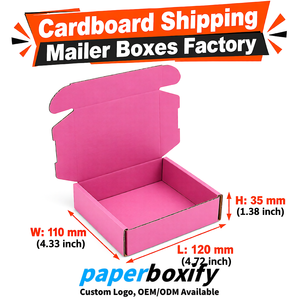 Pink Self-Locking Cardboard Mailer Boxes 120x110x35, 120x120x40, 130x120x50, 130x80x25, 130x80x40mm Pink Self-Locking Cardboard Mailer Boxes 120x110x35, 120x120x40, 130x120x50, 130x80x25, 130x80x40mm