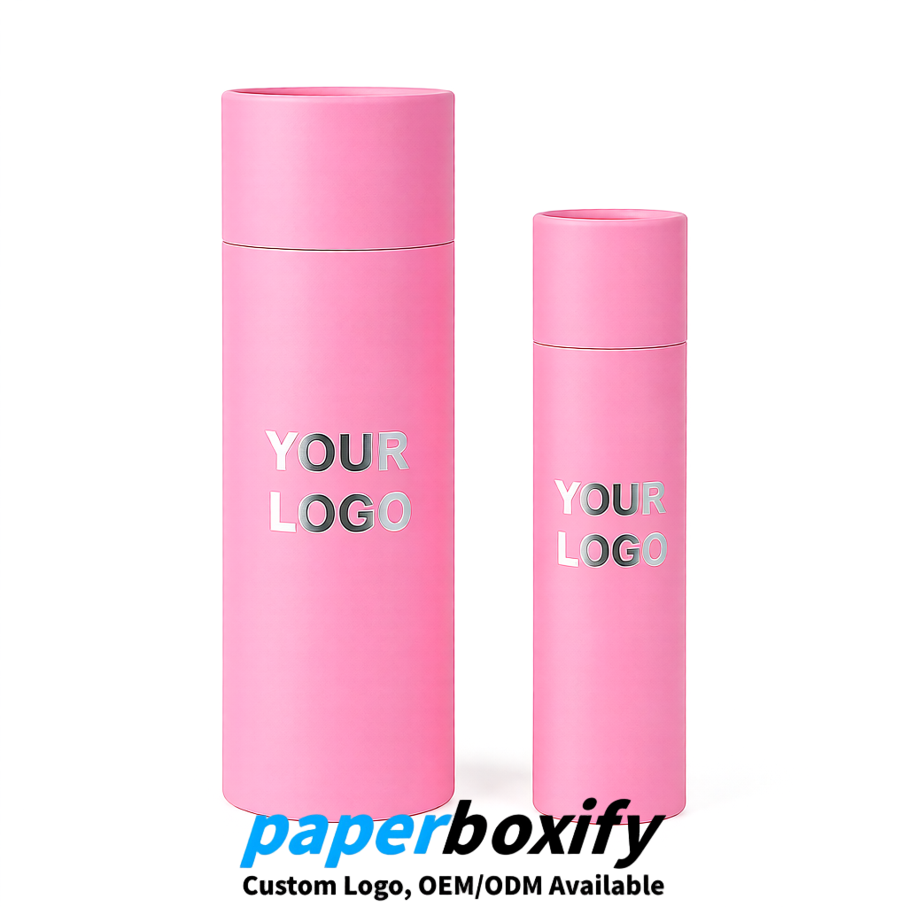 Pink Paper Tubes 85x85x160/260, 100x100x90/190/300mm FSC/RoHS Certified Manufacturer