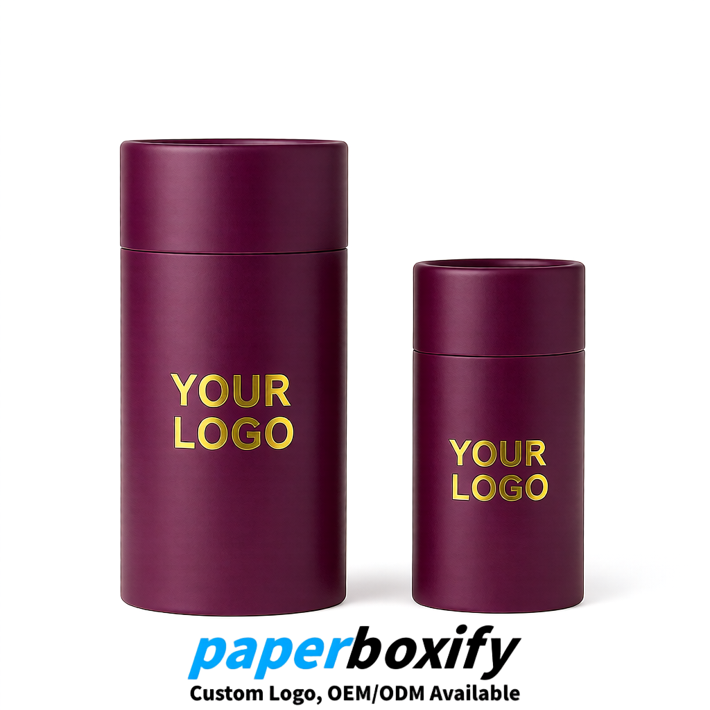 Plum 75x75x130/250/350/450mm Kraft Paper Cans & Tubes | FSC, ROHS Supplier