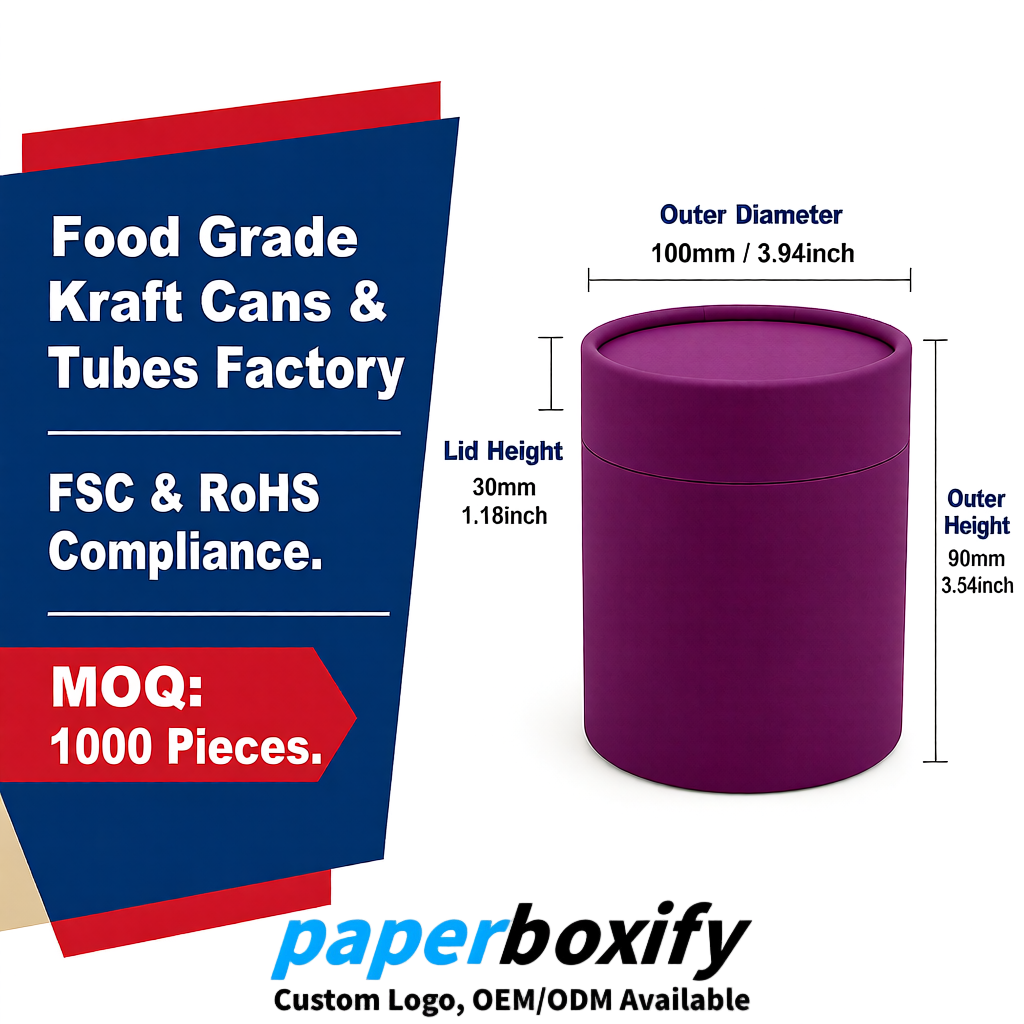 Plum Paper Tubes 85x85x160/260, 100x100x90/190/300mm FSC/RoHS Certified Manufacturer