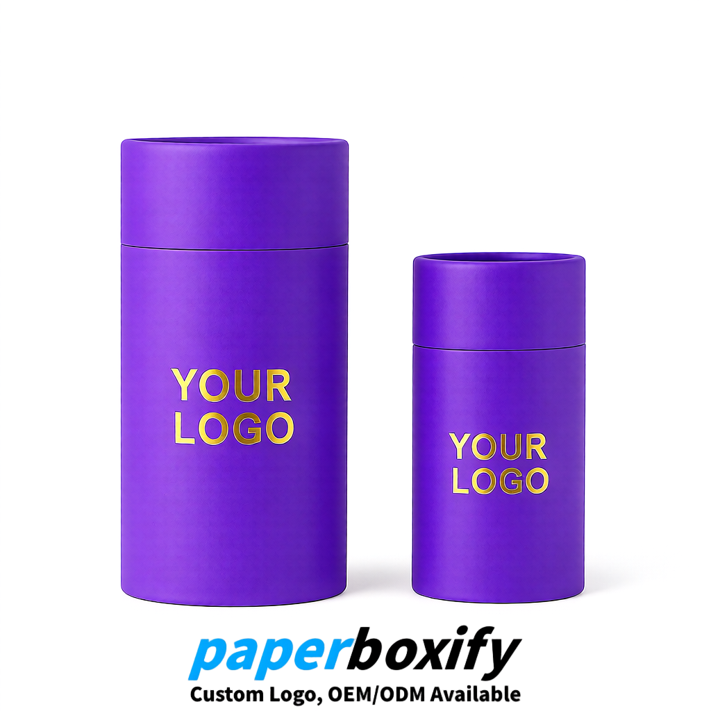 Purple 75x75x130/250/350/450mm Kraft Paper Cans & Tubes | FSC, ROHS Supplier