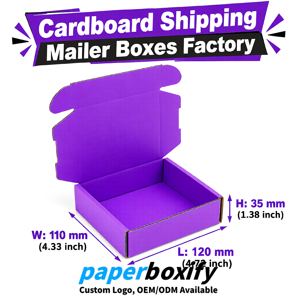 Purple Self-Locking Cardboard Mailer Boxes 120x110x35, 120x120x40, 130x120x50, 130x80x25, 130x80x40mm Purple Self-Locking Cardboard Mailer Boxes 120x110x35, 120x120x40, 130x120x50, 130x80x25, 130x80x40mm