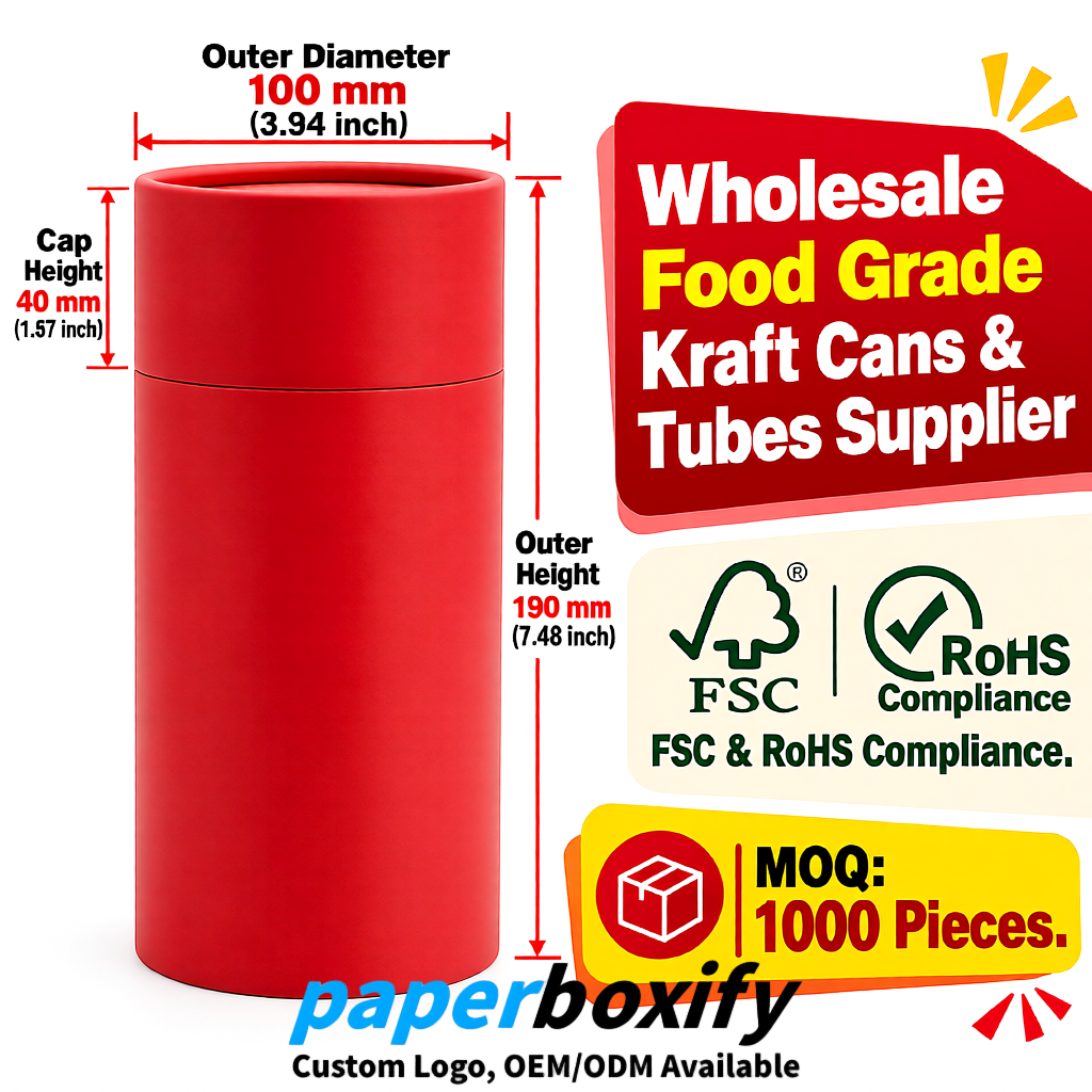 Red Paper Tubes 85x85x160/260, 100x100x90/190/300mm FSC/RoHS Certified Manufacturer
