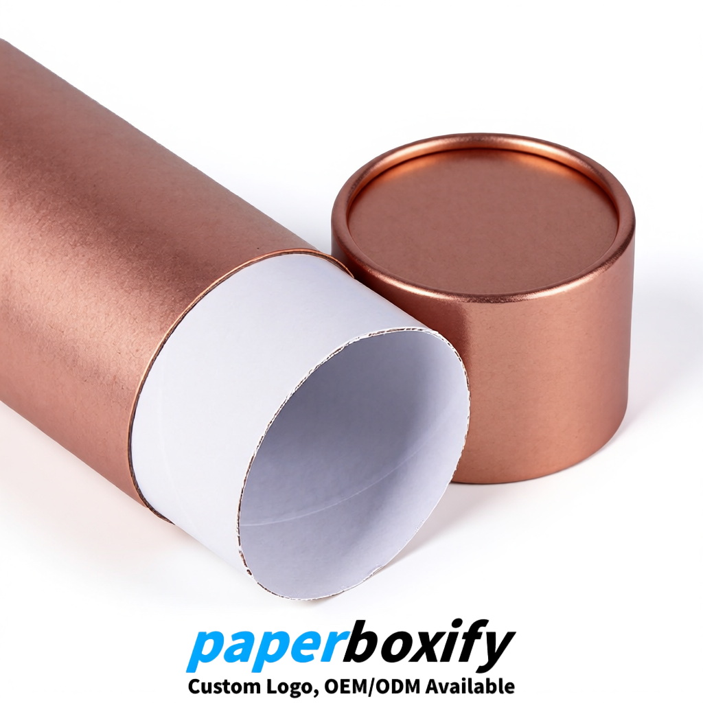Rose Gold Food Grade Kraft Paper Cans & Tubes | FSC, ROHS Certified OEM Factory