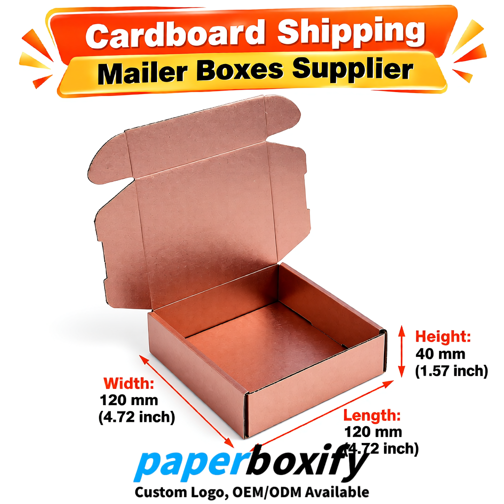 Rose Gold Self-Locking Cardboard Mailer Boxes 120x110x35, 120x120x40, 130x120x50, 130x80x25, 130x80x40mm