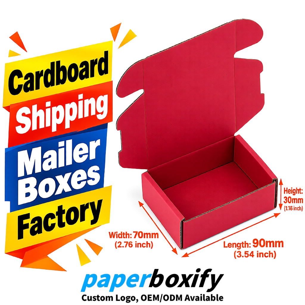 Scarlet Cardboard Shipping Mailer Boxes 75x75x30, 100x100x40, 110x100x60, 100x60x40, 90x70x30mm