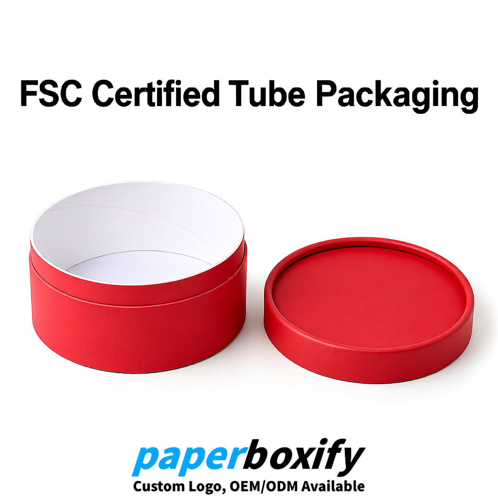 Scarlet FSC Certified Custom Paper Tubes | 350 ml Eco Cylinder Packaging