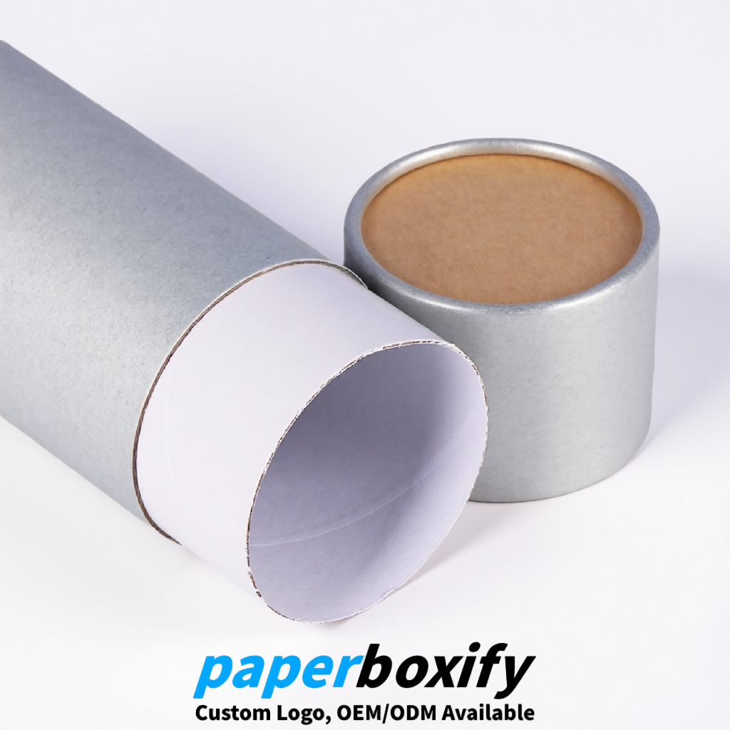 Silver Food Grade Kraft Paper Cans & Tubes | FSC, ROHS Certified OEM Factory