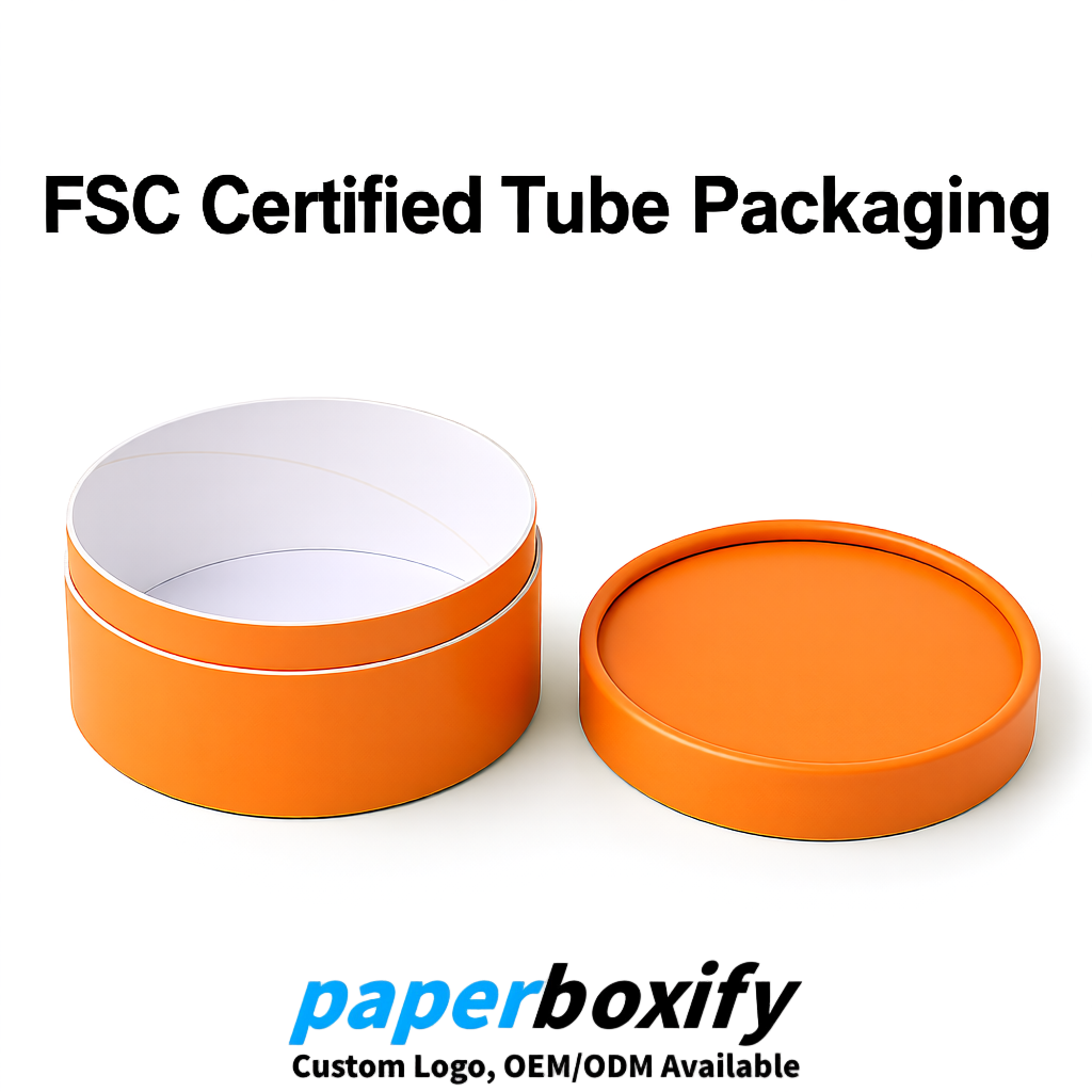 Tangerine FSC Certified Custom Paper Tubes | 350 ml Eco Cylinder Packaging