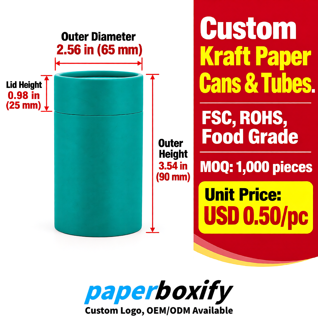 Teal Food Grade Kraft Paper Cans & Tubes | FSC, ROHS Certified OEM Factory Teal Food Grade Kraft Paper Cans & Tubes | FSC, ROHS Certified OEM Factory