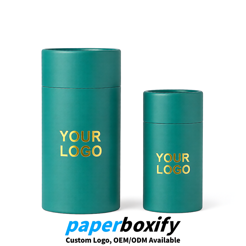 Teal 75x75x130/250/350/450mm Kraft Paper Cans & Tubes | FSC, ROHS Supplier