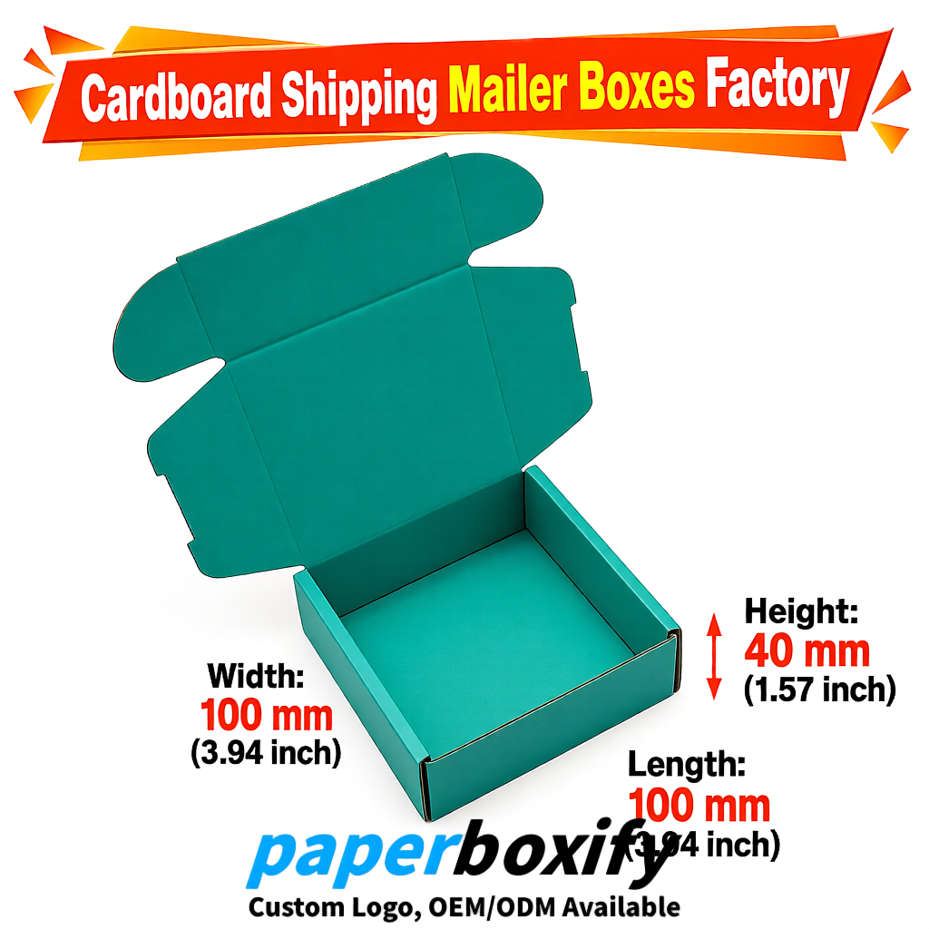 Teal Cardboard Shipping Mailer Boxes 75x75x30, 100x100x40, 110x100x60, 100x60x40, 90x70x30mm
