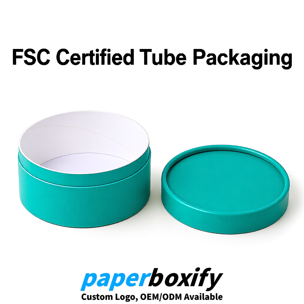Teal FSC Certified Custom Paper Tubes | 350 ml Eco Cylinder Packaging