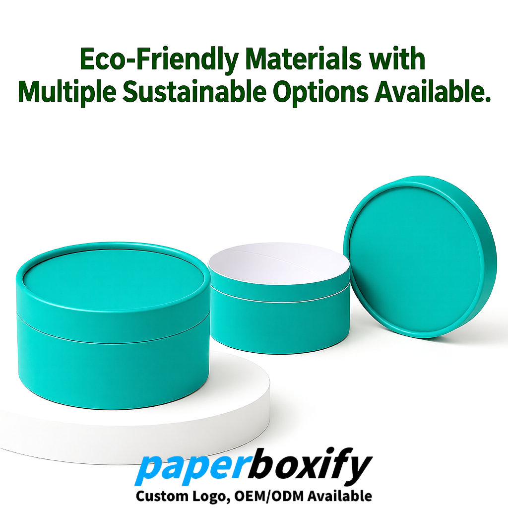 Teal FSC Certified Custom Paper Tubes | 350 ml Eco Cylinder Packaging Teal FSC Certified Custom Paper Tubes | 350 ml Eco Cylinder Packaging