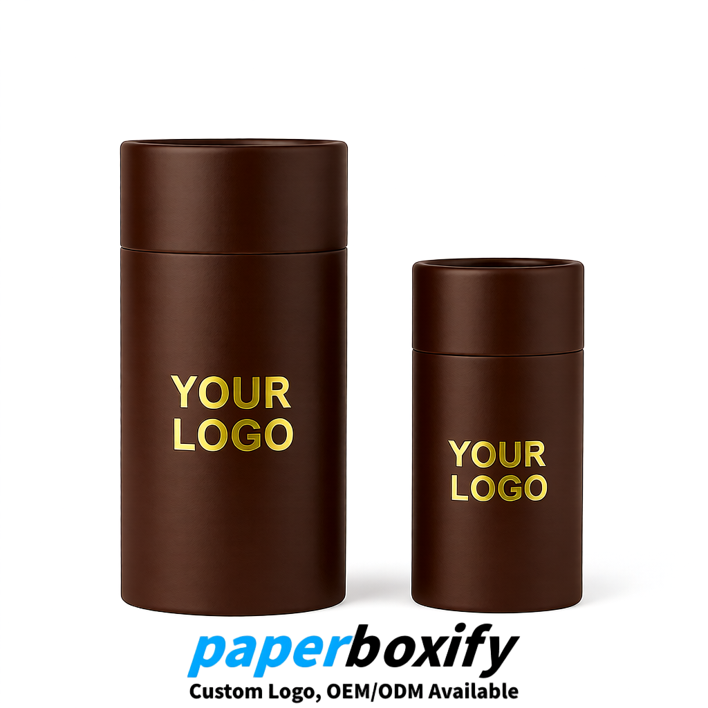 Umber 75x75x130/250/350/450mm Kraft Paper Cans & Tubes | FSC, ROHS Supplier