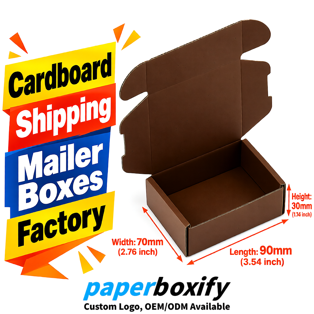 Umber Cardboard Shipping Mailer Boxes 75x75x30, 100x100x40, 110x100x60, 100x60x40, 90x70x30mm