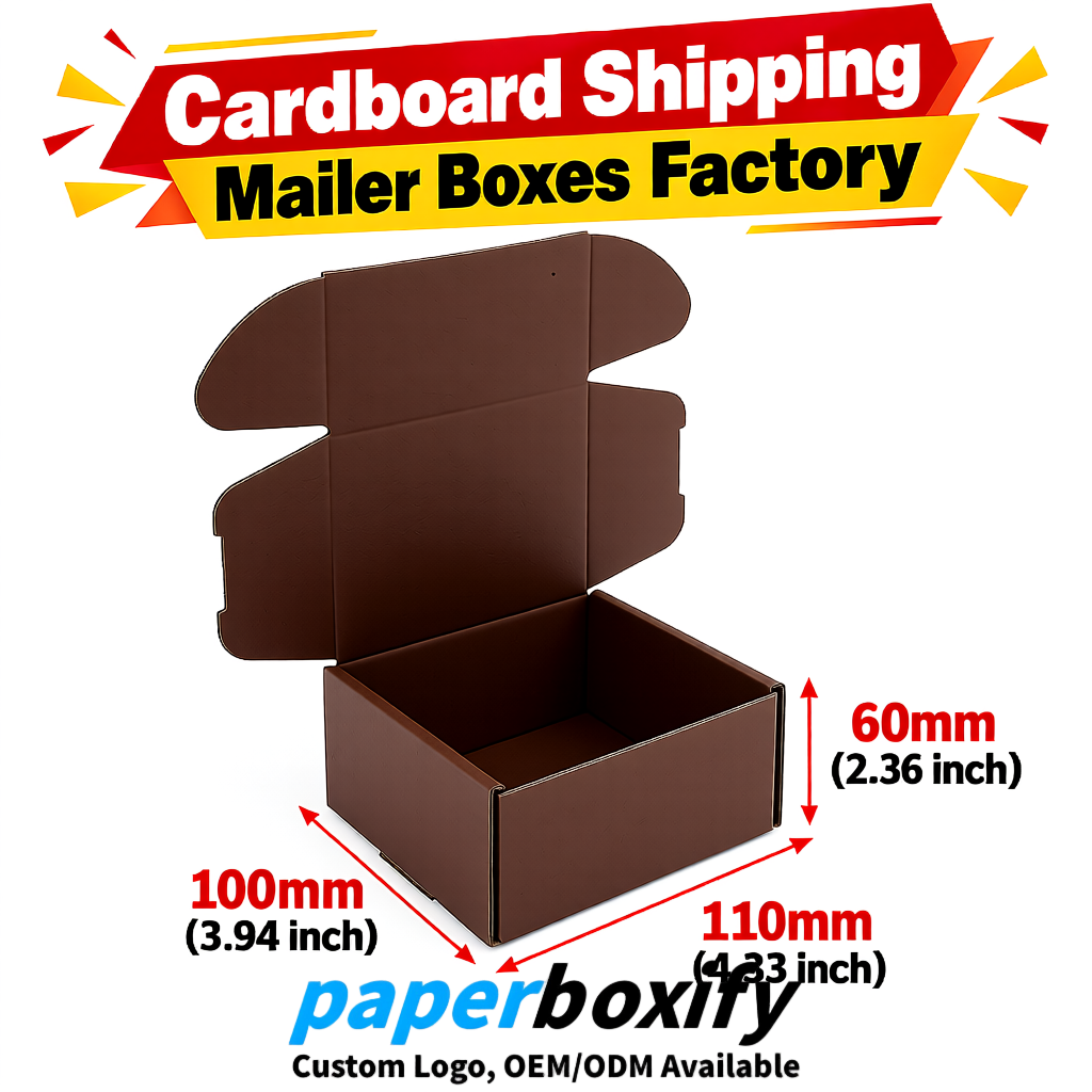 Umber Cardboard Shipping Mailer Boxes 75x75x30, 100x100x40, 110x100x60, 100x60x40, 90x70x30mm