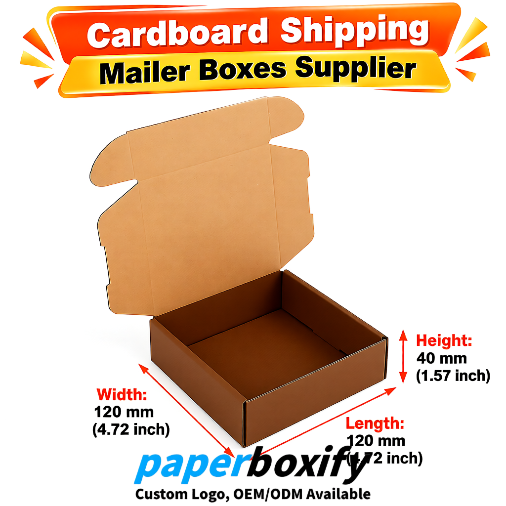 Umber Self-Locking Cardboard Mailer Boxes 120x110x35, 120x120x40, 130x120x50, 130x80x25, 130x80x40mm