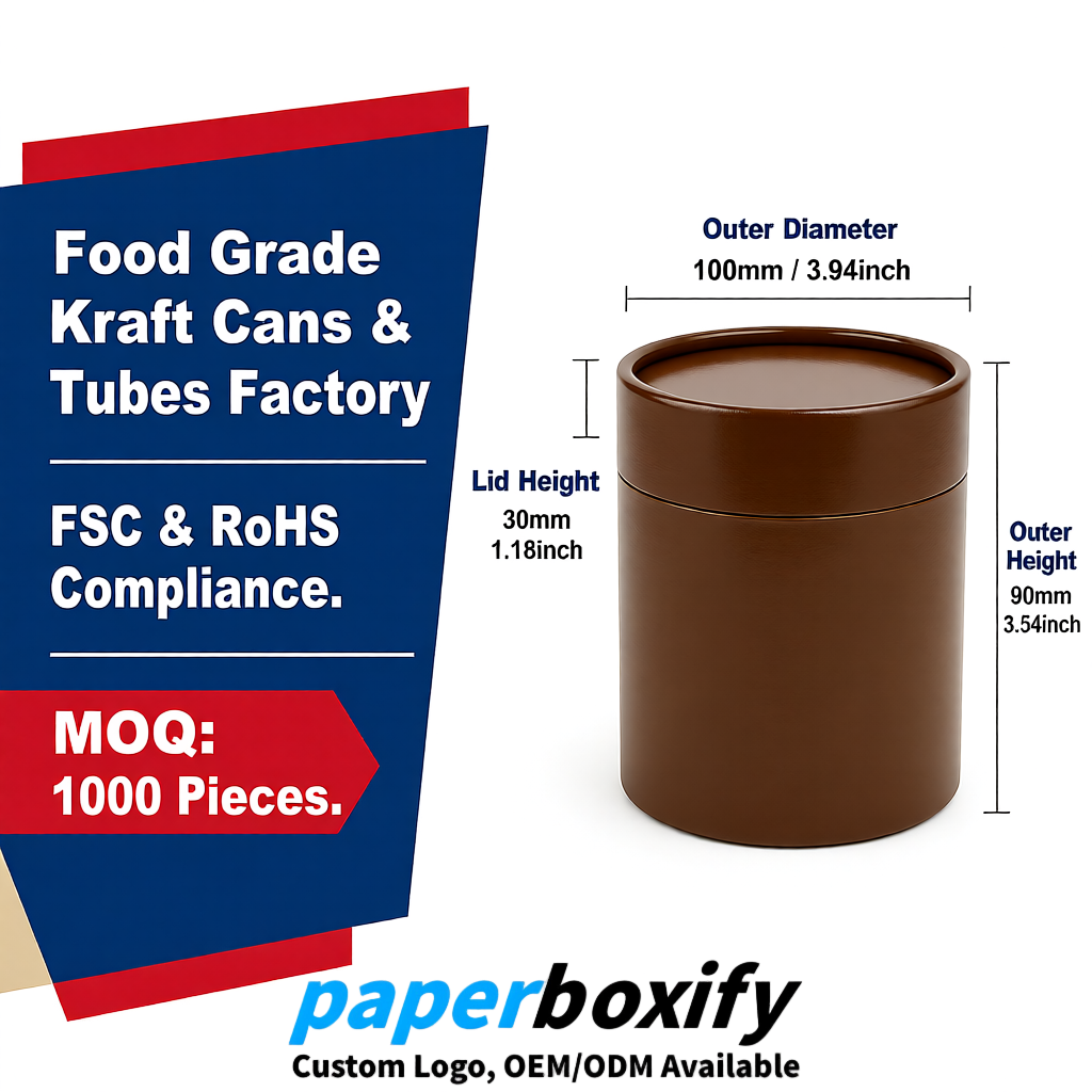 Umber Paper Tubes 85x85x160/260, 100x100x90/190/300mm FSC/RoHS Certified Manufacturer