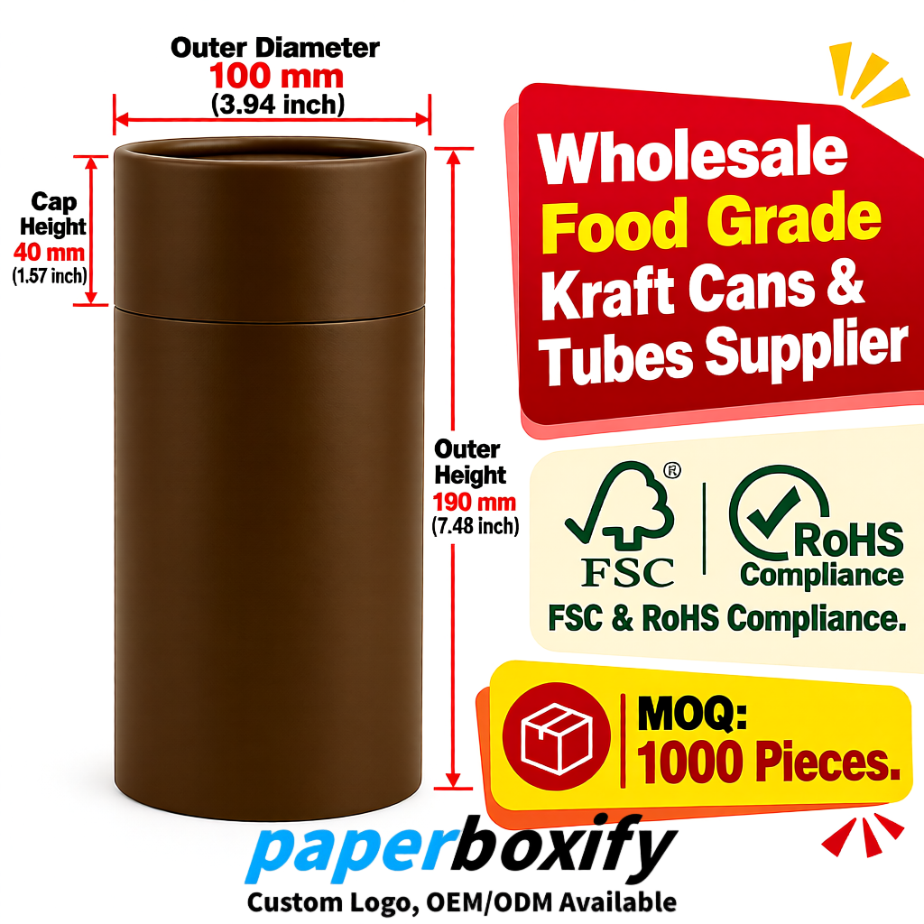 Umber Paper Tubes 85x85x160/260, 100x100x90/190/300mm FSC/RoHS Certified Manufacturer