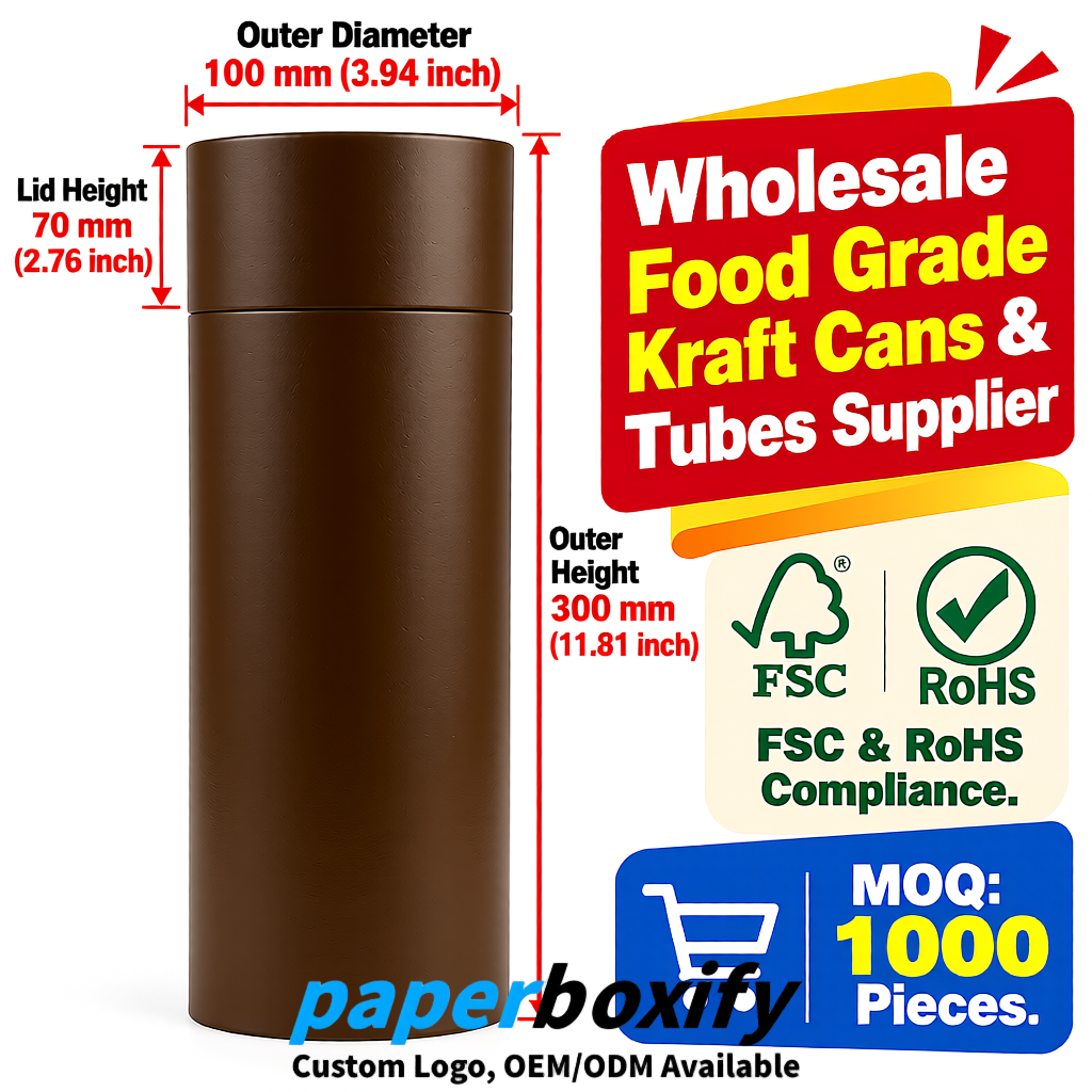 Umber Paper Tubes 85x85x160/260, 100x100x90/190/300mm FSC/RoHS Certified Manufacturer