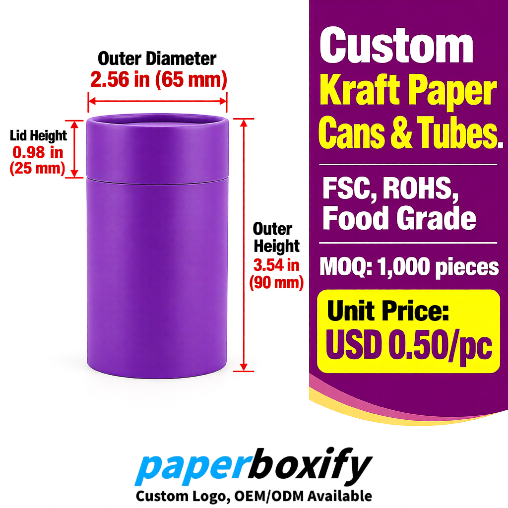 Violet Food Grade Kraft Paper Cans & Tubes | FSC, ROHS Certified OEM Factory