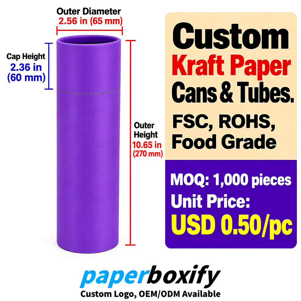 Violet Food Grade Kraft Paper Cans & Tubes | FSC, ROHS Certified OEM Factory