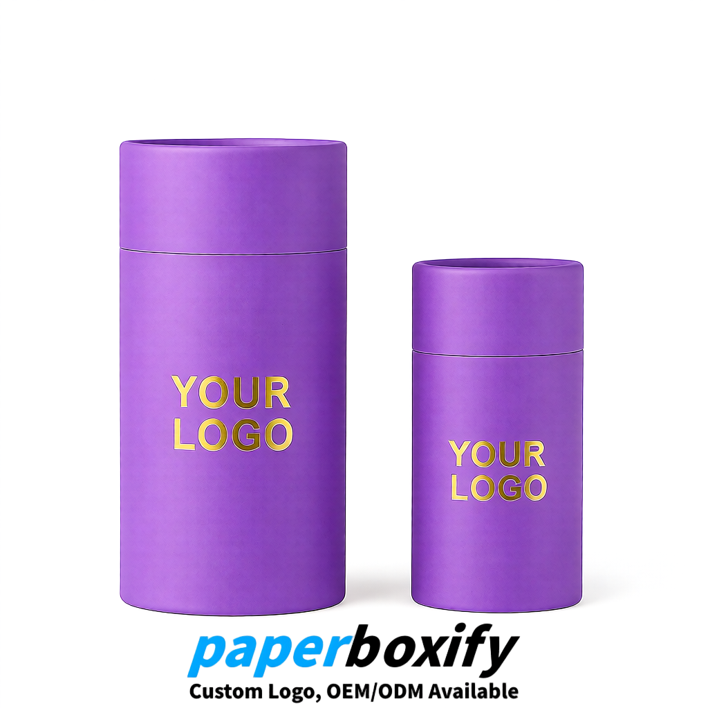 Violet 75x75x130/250/350/450mm Kraft Paper Cans & Tubes | FSC, ROHS Supplier