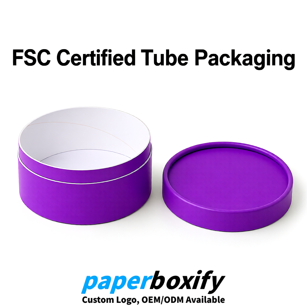 Violet FSC Certified Custom Paper Tubes | 350 ml Eco Cylinder Packaging
