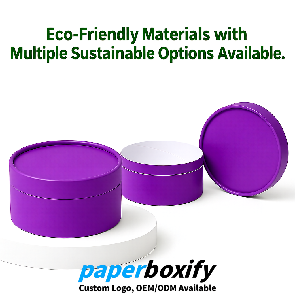 Violet FSC Certified Custom Paper Tubes | 350 ml Eco Cylinder Packaging