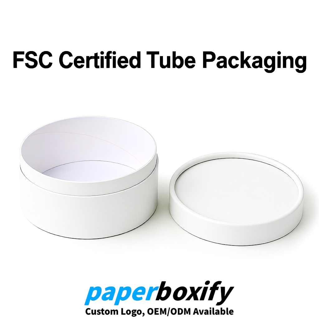 White FSC Certified Custom Paper Tubes | 350 ml Eco Cylinder Packaging
