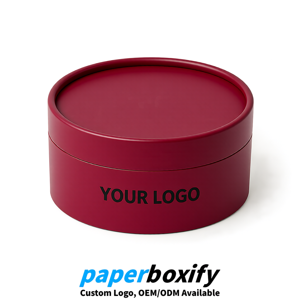 Wine Red FSC Certified Custom Paper Tubes | 350 ml Eco Cylinder Packaging