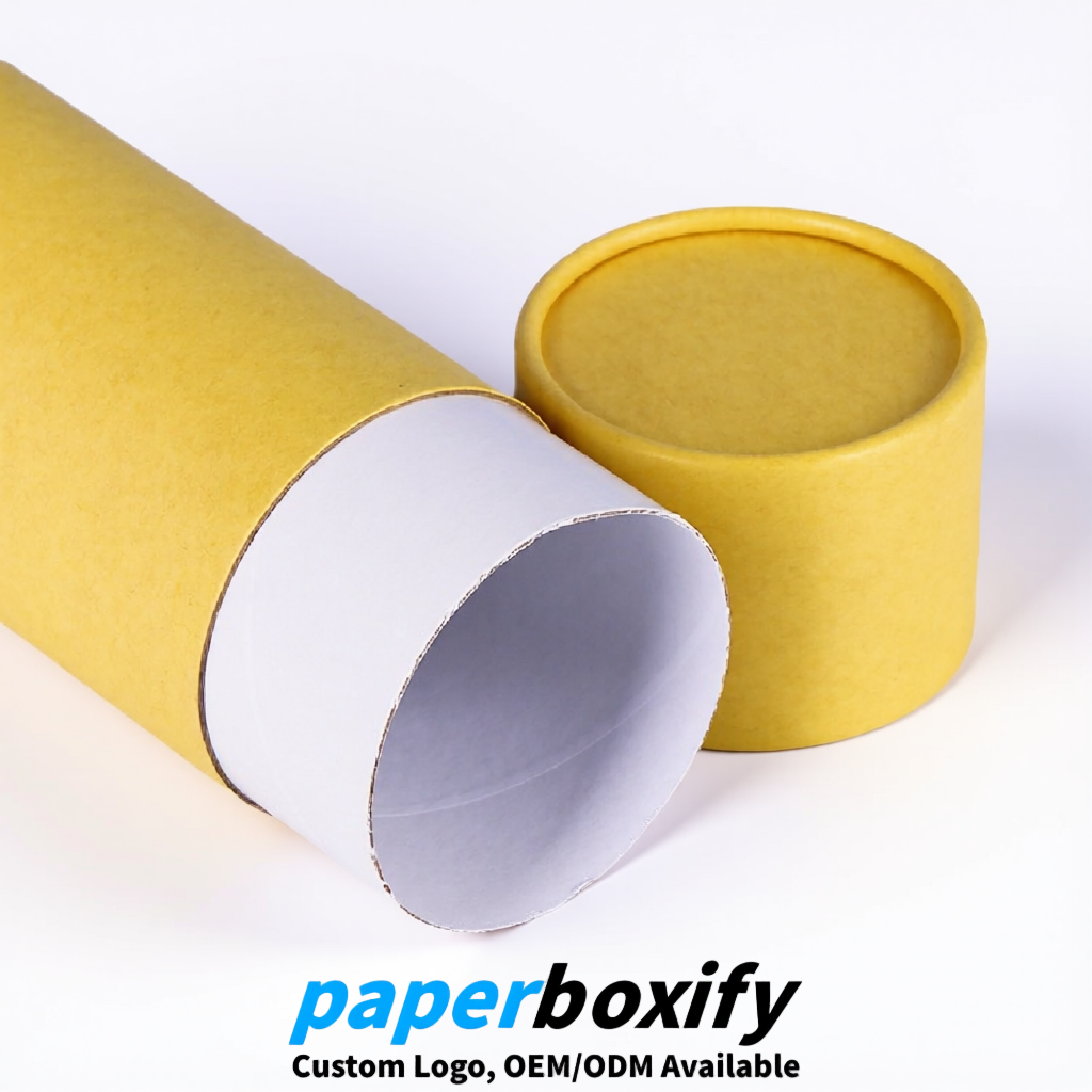 Yellow Food Grade Kraft Paper Cans & Tubes | FSC, ROHS Certified OEM Factory